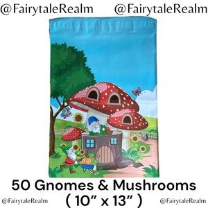 10”x13” Gnomes & Mushrooms( 50 ) Poly Mailers, Shipping Envelopes, Gift Bags